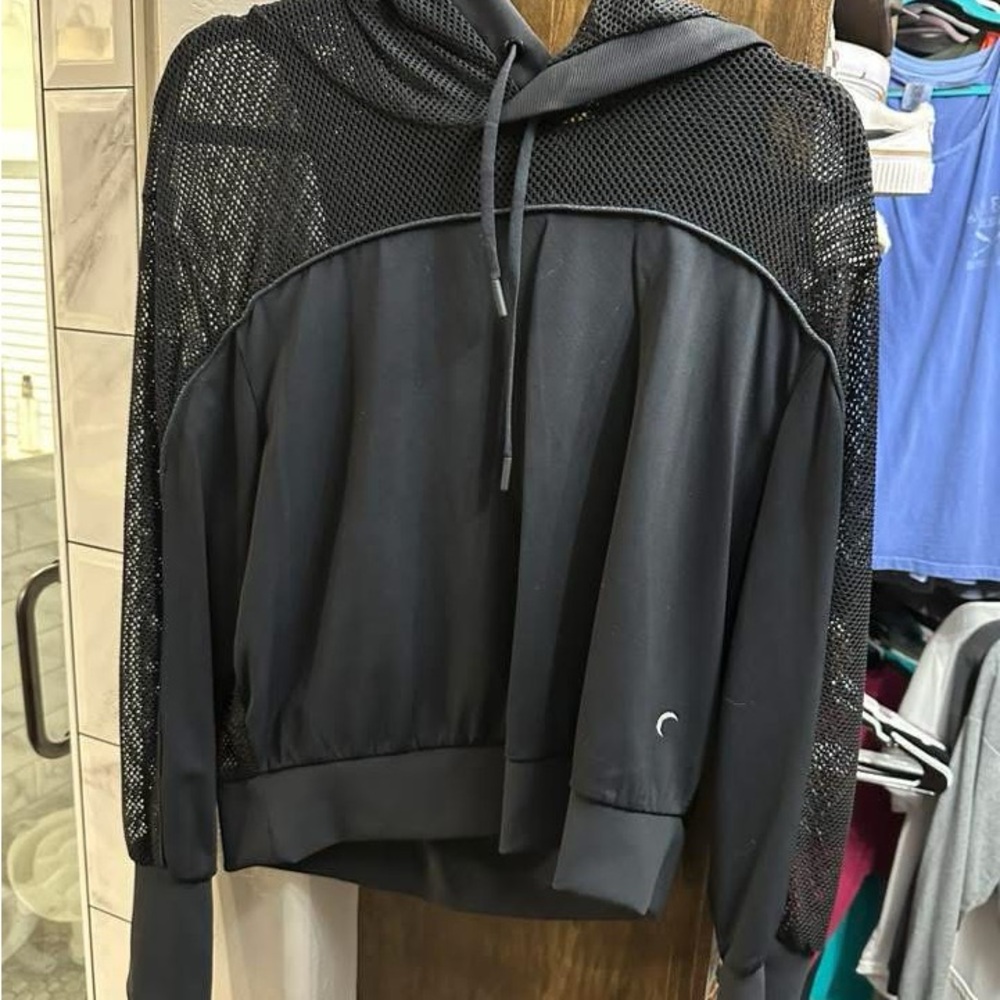 Chic Black Hoodie with Mesh Details
